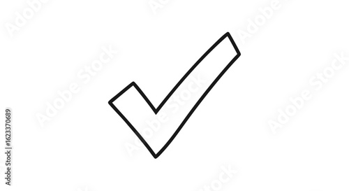 Hand Drawn Check Mark Illustration Conveying Approval and Task Completion Symbol on Clean White Backdrop Depicting Validation and Affirmation