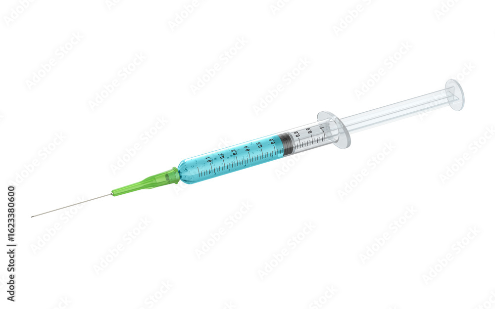 Fototapeta premium 3d render of a vaccine syringe isolated on transparent background