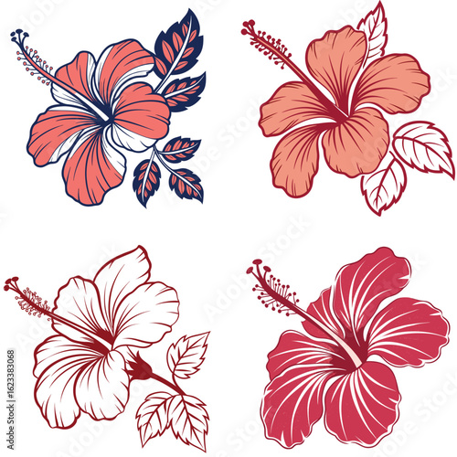  A bold hibiscus icon with five large petals and a small stamen in the 
center.