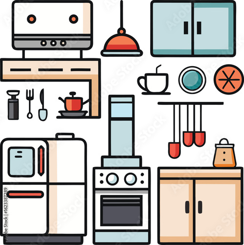 set of household appliances