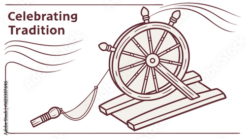Spinning Wheel: Traditional Textile Craft Illustration