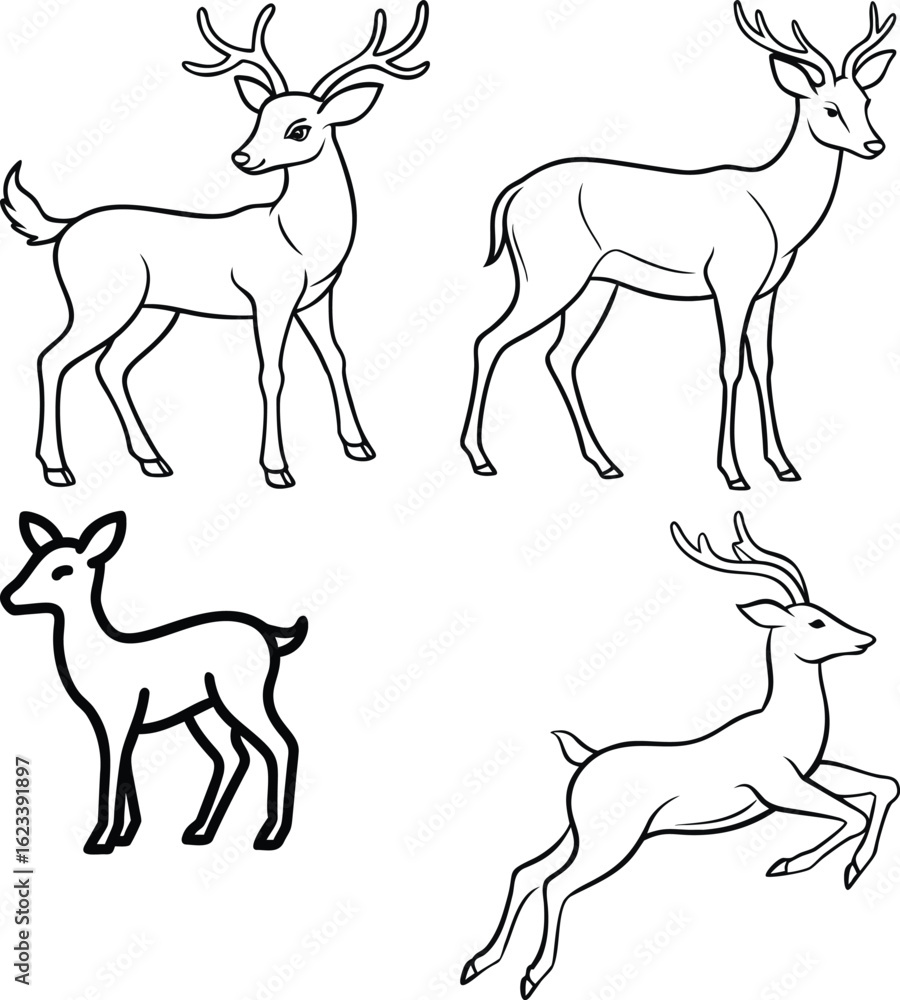 Fototapeta premium Simple Deer Outline Design 