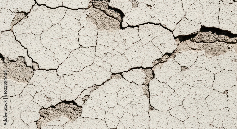 Fototapeta premium Cracked, light beige plaster wall texture