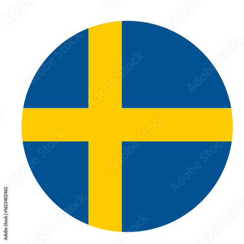 Sweden flag icon, Round sweden flag icon, Round sweden flag vector icon isolated, sweden flag button.