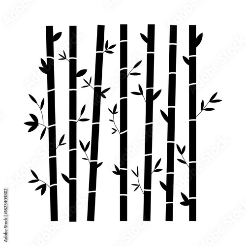 Bamboo plant silhouettes Bamboo parts and section of branches and leaves shapes for design Icon Vector Illustration button for social networking services, internet forums, news websites and blogs. Ico