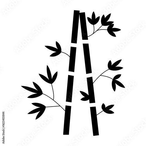 Bamboo plant silhouettes Bamboo parts and section of branches and leaves shapes for design Icon Vector Illustration button for social networking services, internet forums, news websites and blogs. Ico