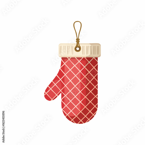Oven mitt hanging on hook
