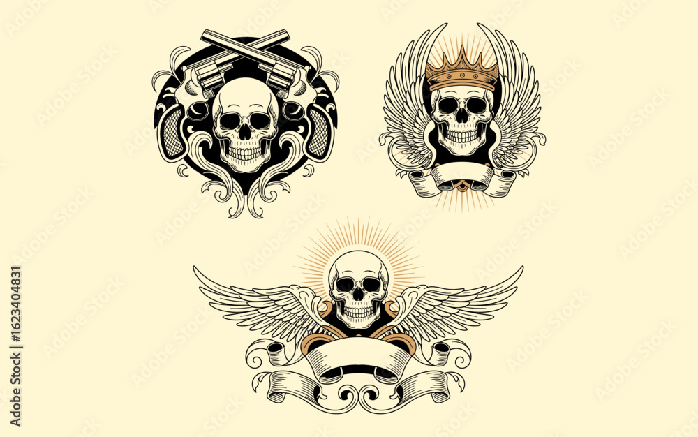 Fototapeta premium Skull vector design, vector illustration, Skull design, silhouette style. 