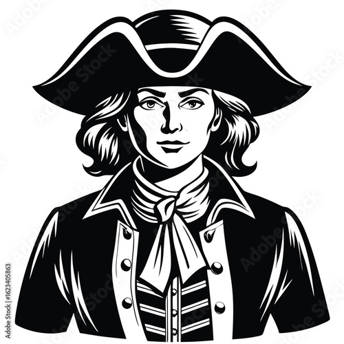 Historical Figure in Tricorne Hat male portrait Columbus