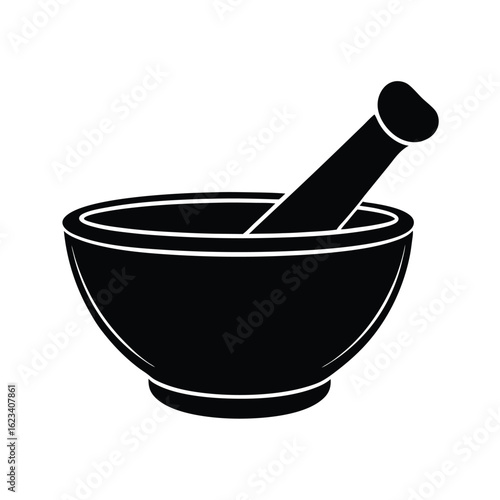 mortar and pestle silhouette vector