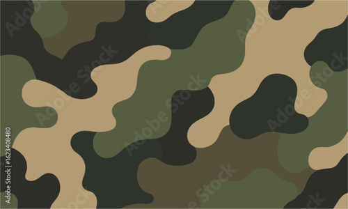 Scalable modern vector illustration of a classic seamless military camouflage pattern, camouflage military texture background soldier repeated seamless green print, easily editable.