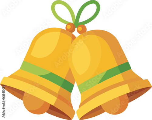 vector flat color pair of golden bells tied to get 