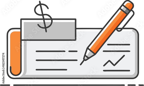 Writing a check with a pen, financial concept