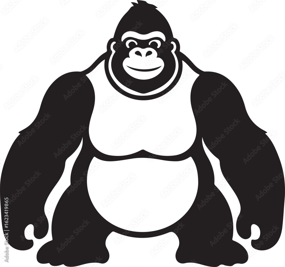 Fototapeta premium Silhouette Style Vector Gorilla Logo Icon – Minimal Powerful Primate Symbol for Fitness, Wildlife, or Urban Brand Identity, Bold Monochrome Ape Graphic Design for Print, Web, and Merchandise
