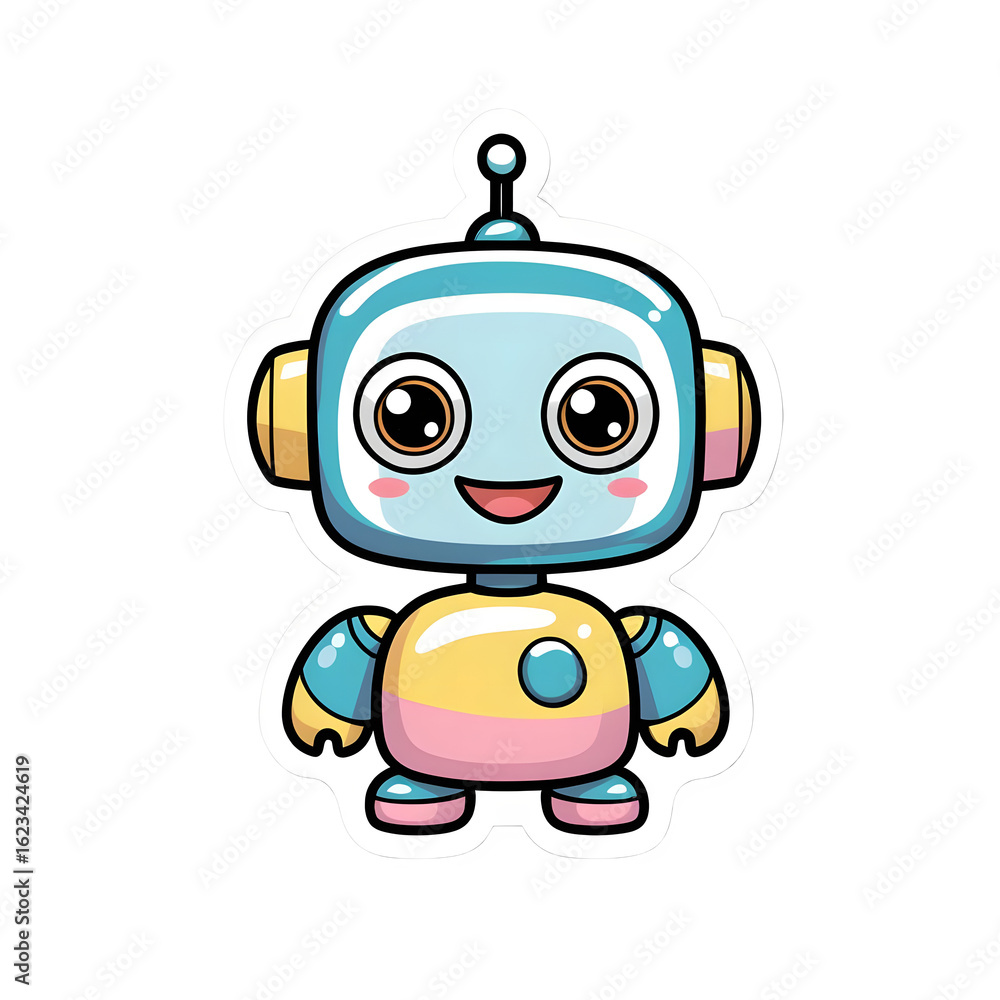 Fototapeta premium Cute Robot Sticker PNG