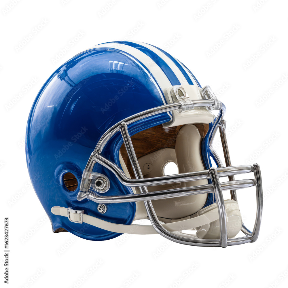 Fototapeta premium Bright Blue American Football Helmet Isolated on Transparent Background