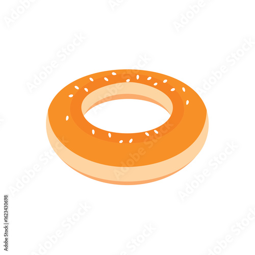 A delicious sesame bagel. The bagel appears fresh and appetizing