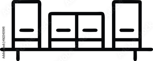 Three document binders on a shelf isolated on transparent background