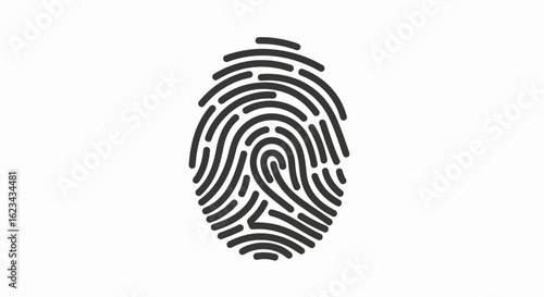 Detailed Black Fingerprint Illustration with Unique Ridge Patterns