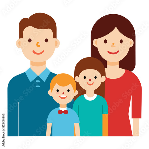 Happy family with baby vector on white background.