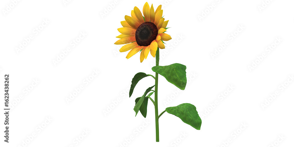 Fototapeta premium Beautiful 3D Render Sunflower isolated on a Transparent Background