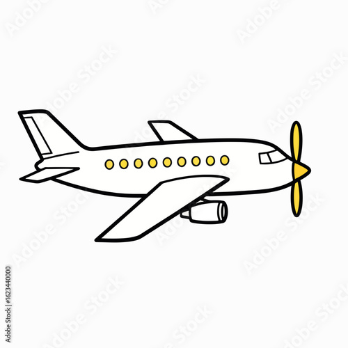Cartoon airplane with propeller flying in the sky  