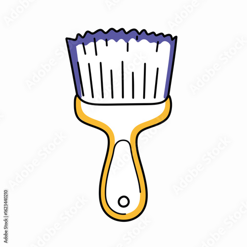 Paint scraper tool with a yellow handle and purple blade  