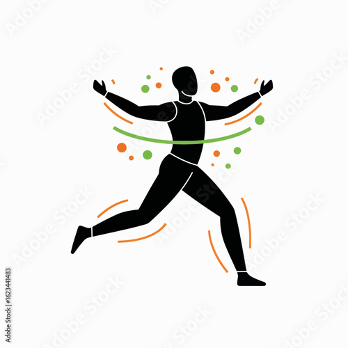 Abstract illustration of a person exercising with hula hoop  