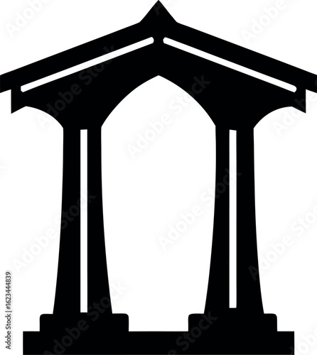 Window frame with cross pane illustrated in clean black silhouette vector