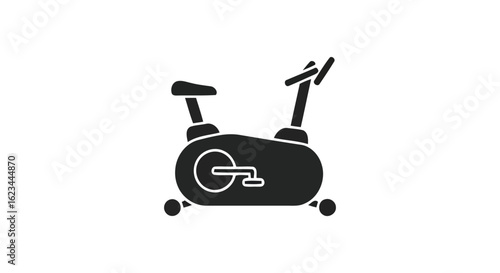 Vector art of set of two exercise bike icons in different styles, including line art and solid fill, isolated on white background