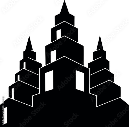 Chimney stack rendered in stylized architectural silhouette black vector