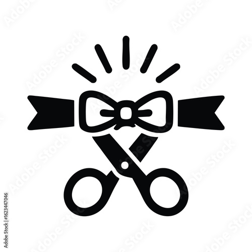 Grand Opening with Scissors Symbol