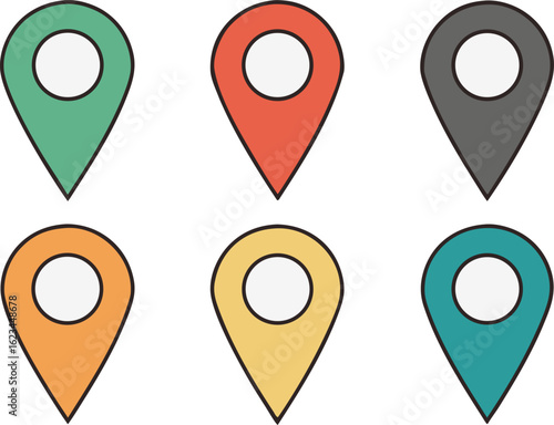 Free Download Collection of colorful map pin icons silhouette isolated on transparent background - GFXLoad
