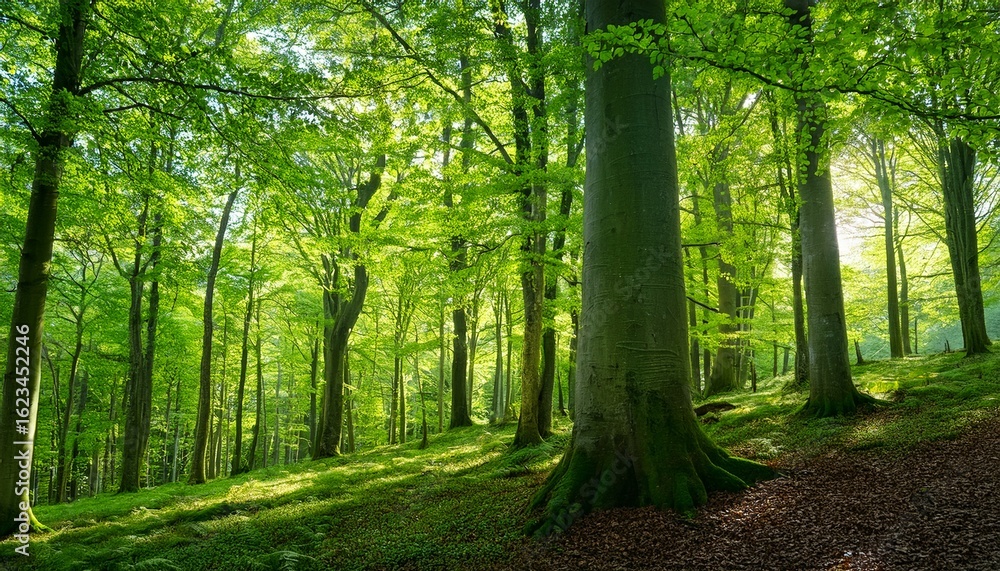 Obraz premium lush green fresh beech forests