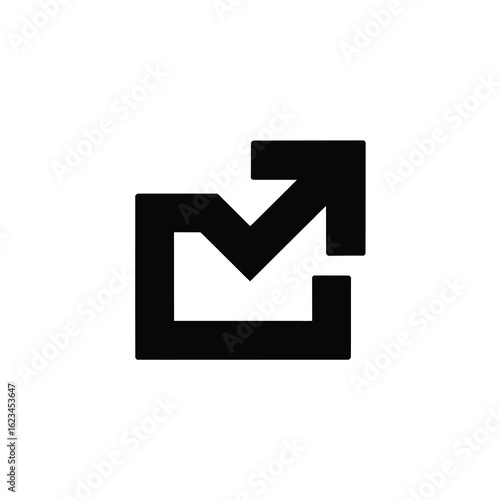 Black silhouette of an outgoing message icon with an arrow silhouette
