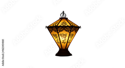 Ornate vintage glass and metal lantern isolated on transparent background