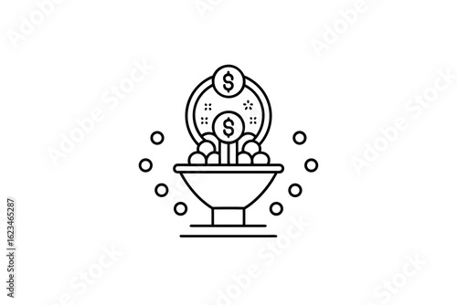 coin fountain with multiple coins falling money flow financial 