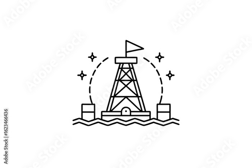 oil well with ladder silhouette representing energy extraction process