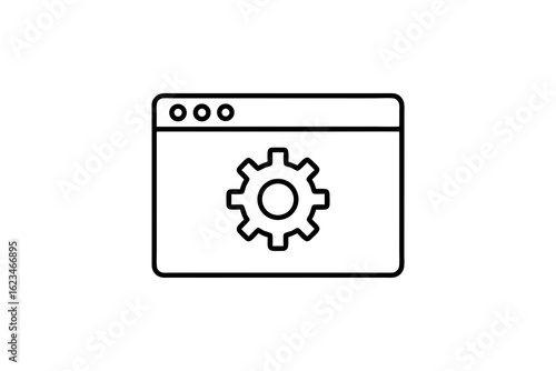 browser window icon with gear symbol for web settings or tools