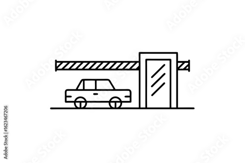 border checkpoint gate with security and immigration control symbol
