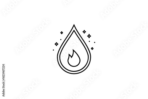 flame inside droplet signifying fire hazard or energy source