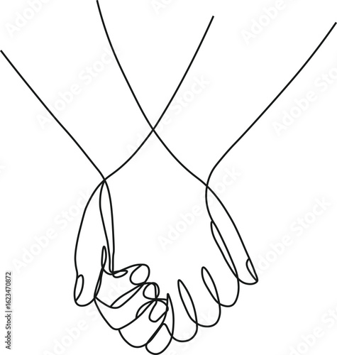 Modern Line Art of Couple Holding Hands – Elegant Continuous Line Love Illustration