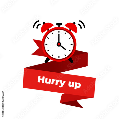 Urgent! Time is Running Out Hurry Up Red Alarm Clock Illustration