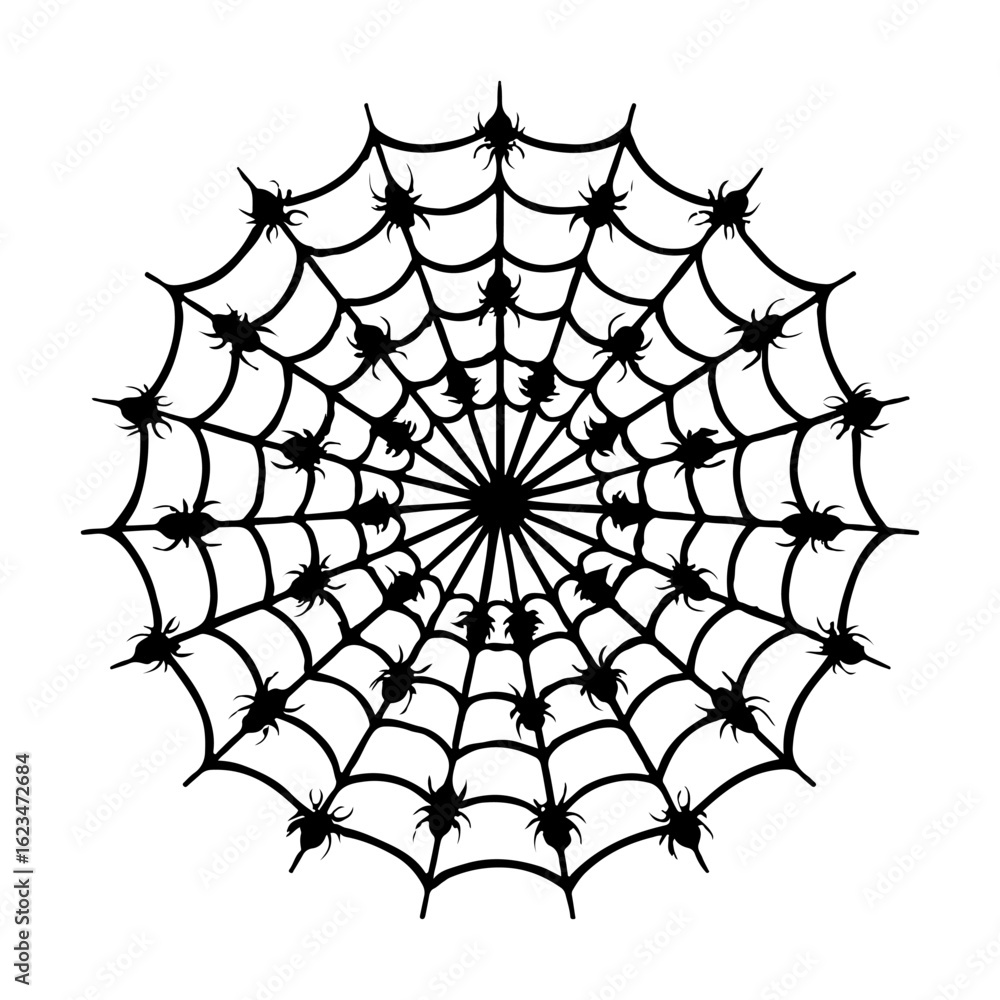 Fototapeta premium Creative spiders background. Silhouette Vector illustration.