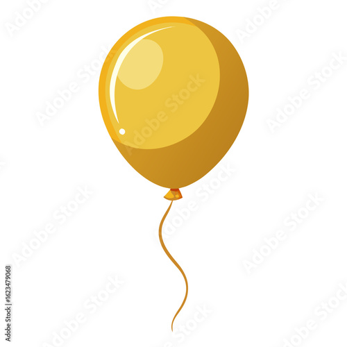 Elegant gold balloon with string vector illustration