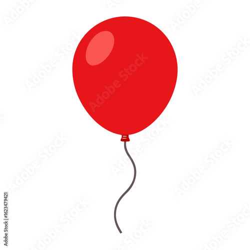 Vibrant red balloon floating gracefully in a clean vector design