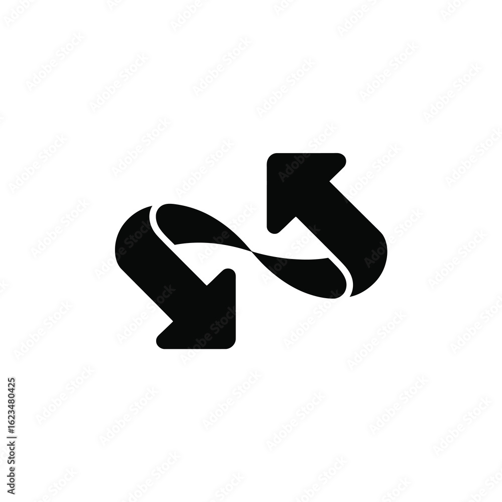 Fototapeta premium Intertwined arrows symbolizing exchange or connection silhouette