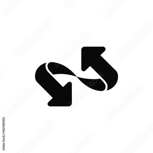 Intertwined arrows symbolizing exchange or connection silhouette