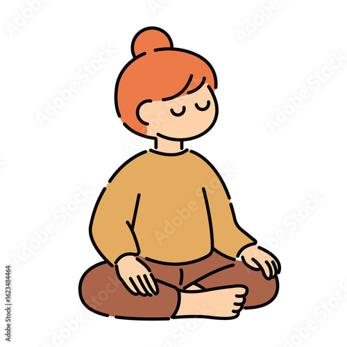 Mindful Woman Sitting Cross-Legged for Digital Detox