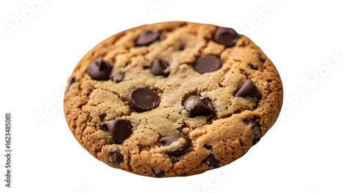 A chocolate chip cookie with a lot of chocolate chips on top